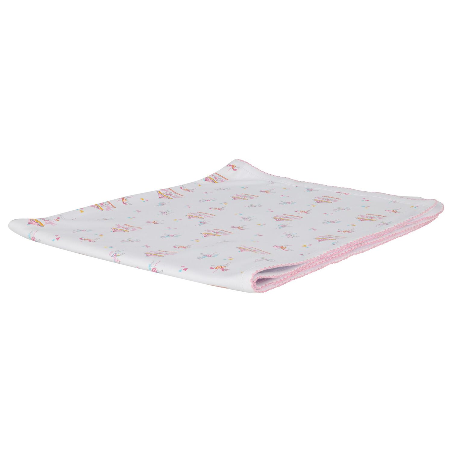 Baby Girls White & Pink Carousel Blanket, 1, hi-res