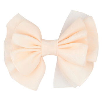 Girls Pink Tulle Bow Hair Clip