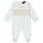 طقم هدايا ملابس أطفال وقبعة باللون الأزرق الباهت والذهبي للأولاد, 1, hi-res