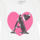 Girls White & Pink Heart Tulle Skirt Set, 1, hi-res