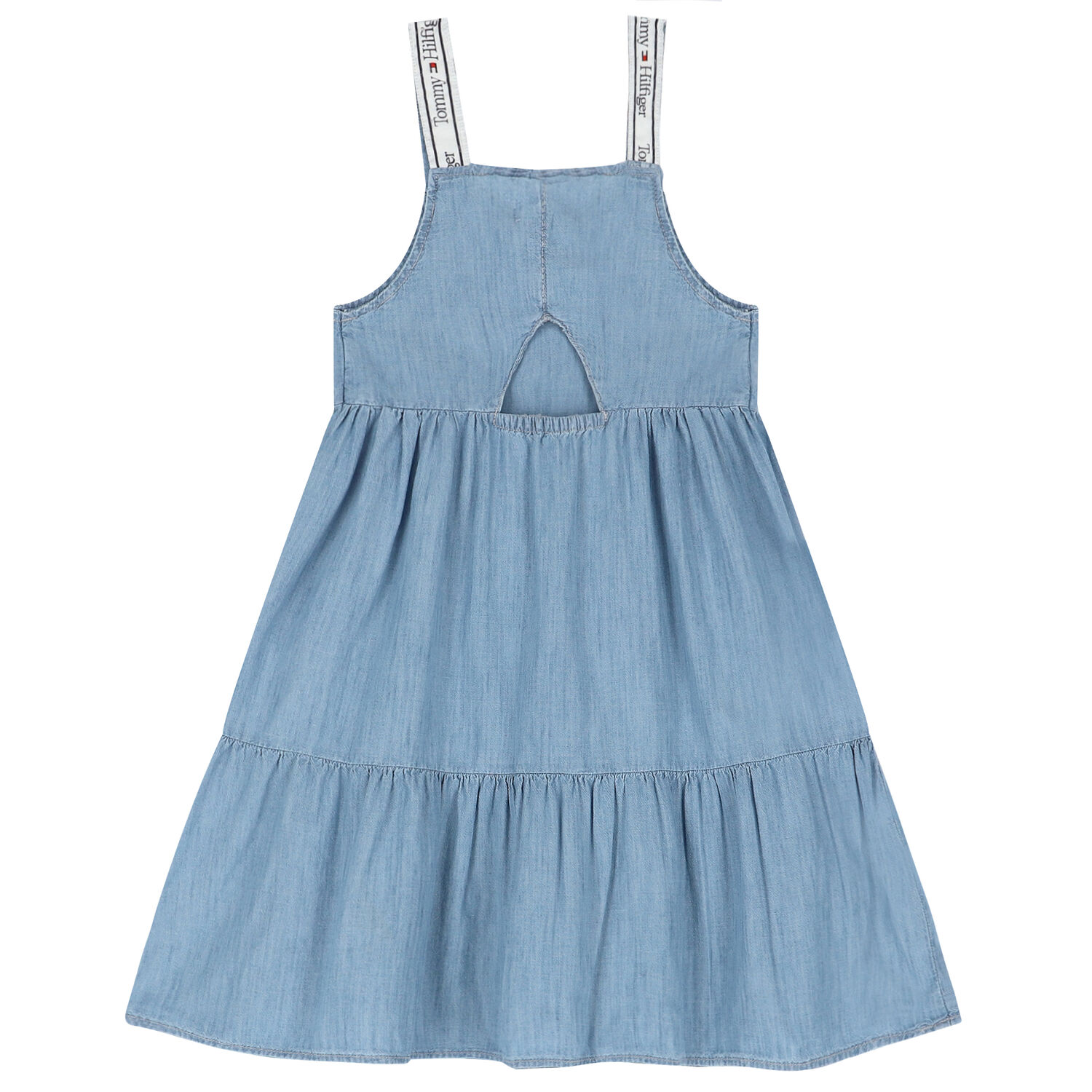 Girls Blue Logo Denim Dress, 1, hi-res