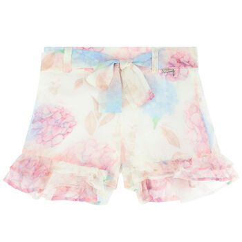 Girls Ivory Floral Shorts
