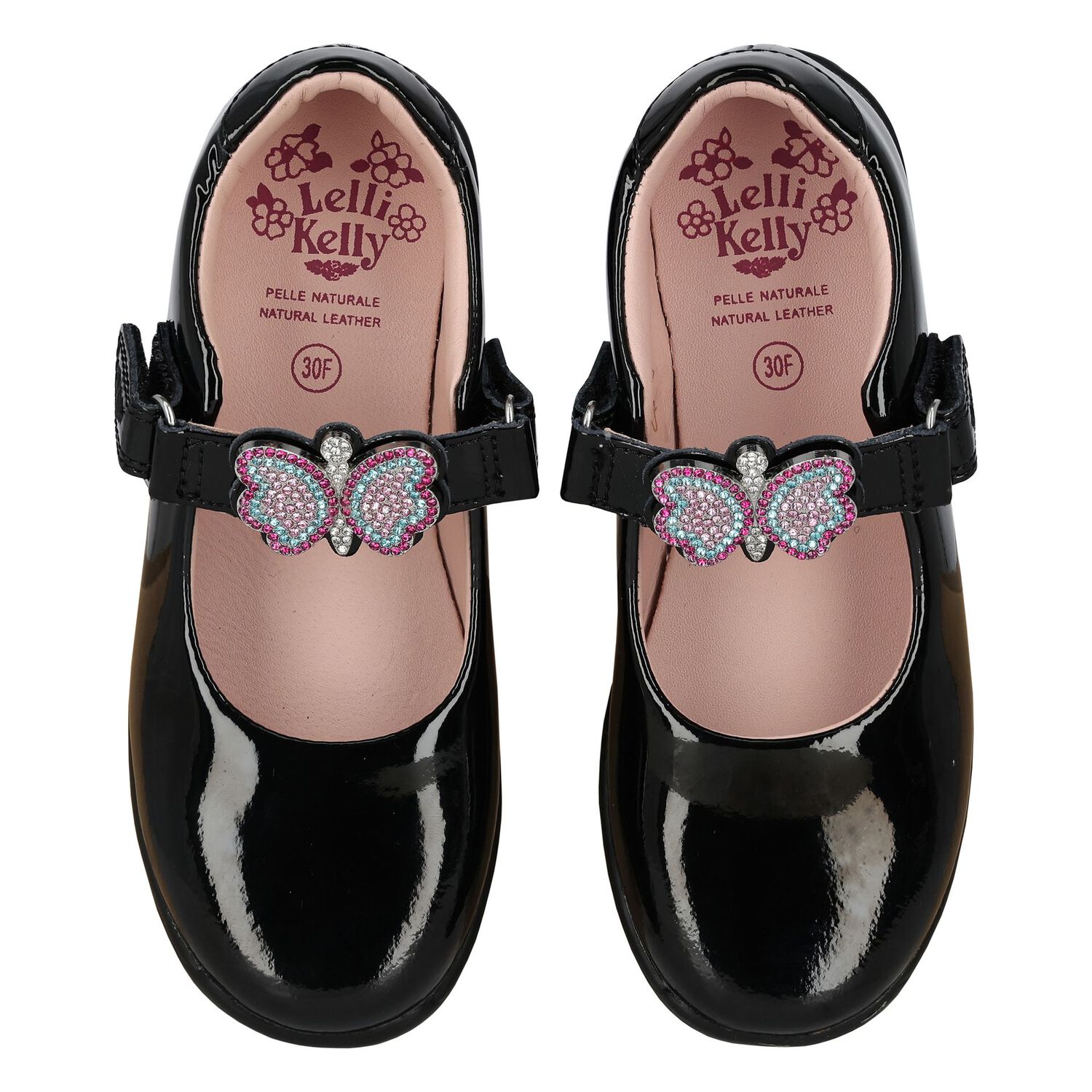 Girls Black Patent Butterfly Shoes, 1, hi-res image number null