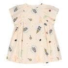 Baby Girls Beige Logo Dress, 1, hi-res