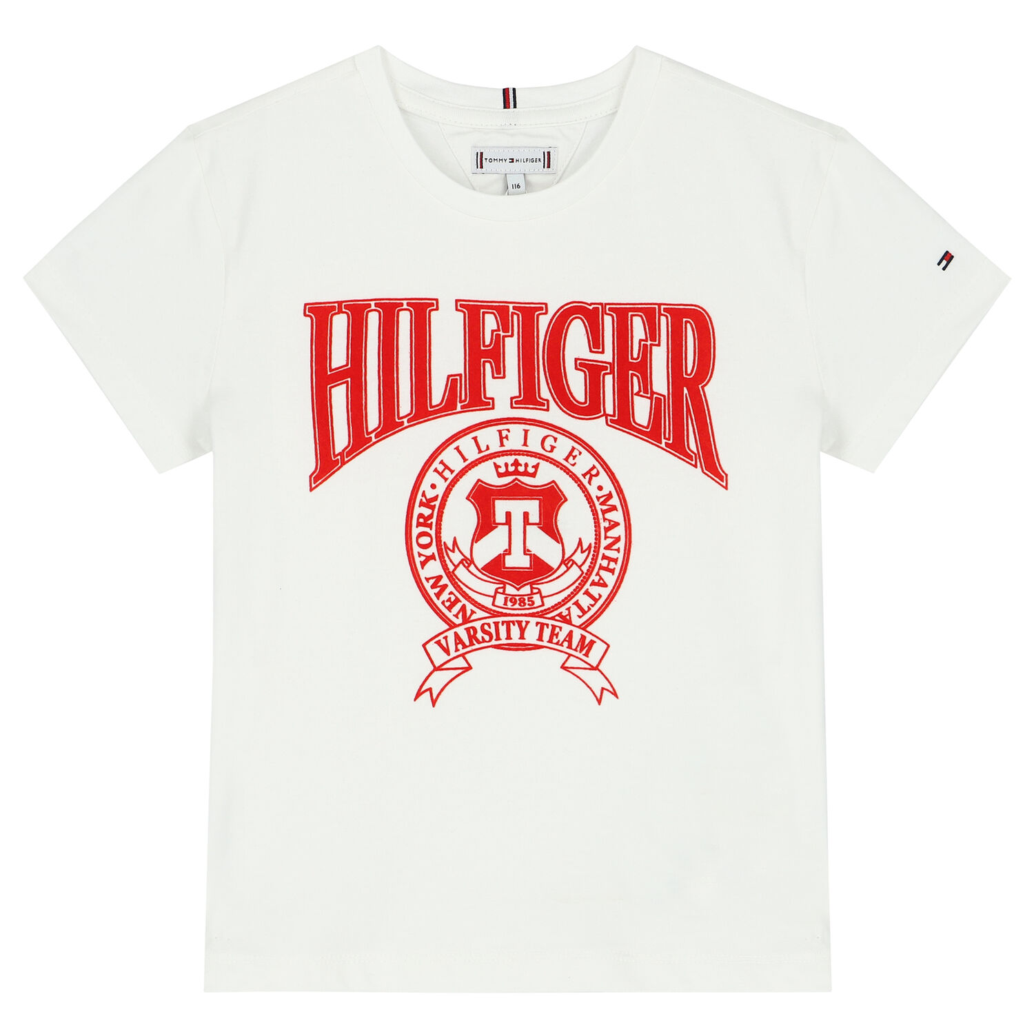 Girls White Varsity Logo T-Shirt, 1, hi-res