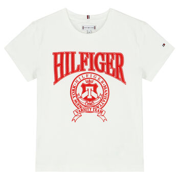 Girls White Varsity Logo T-Shirt