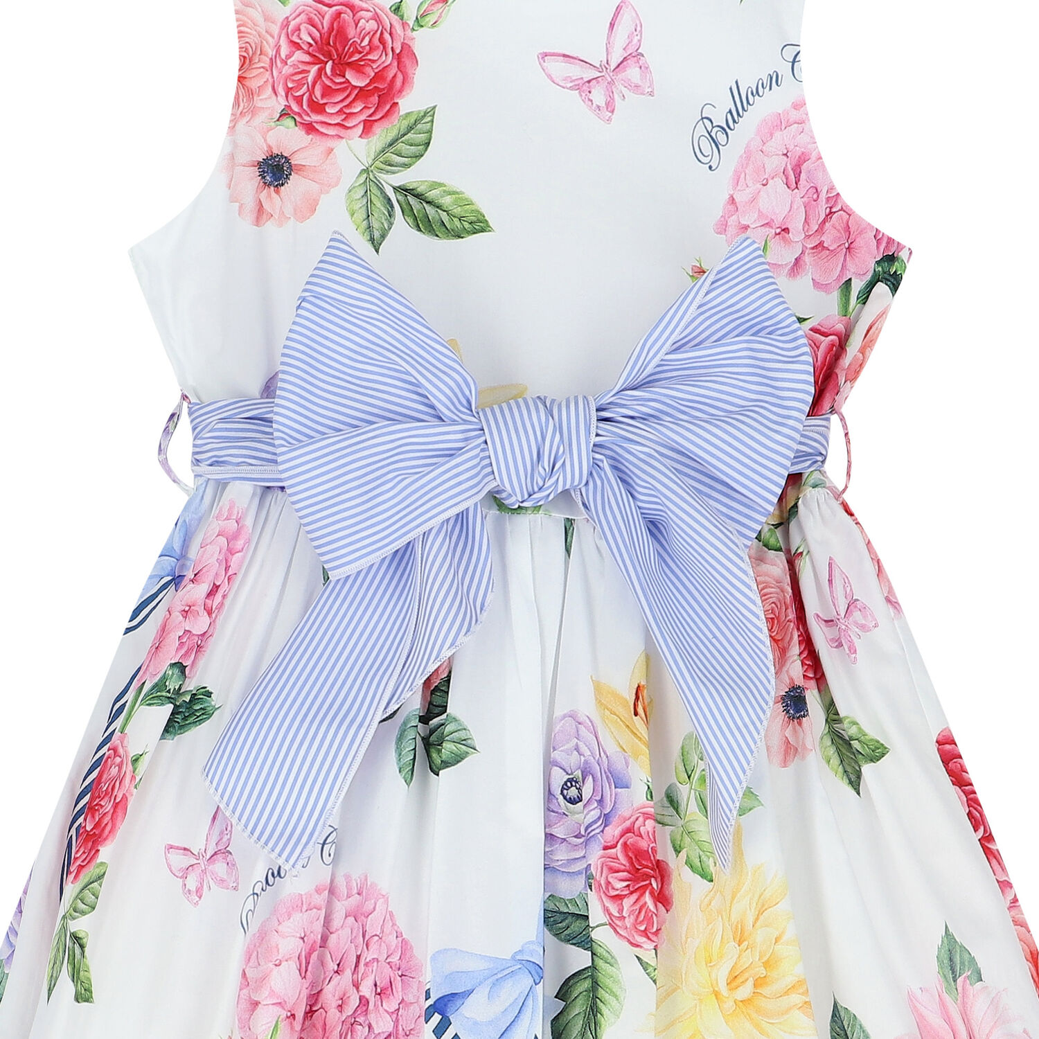 Girls White Floral Dress, 1, hi-res