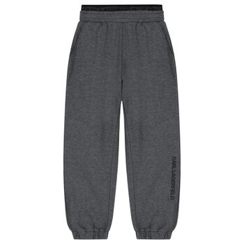 Boys Grey Logo Joggers