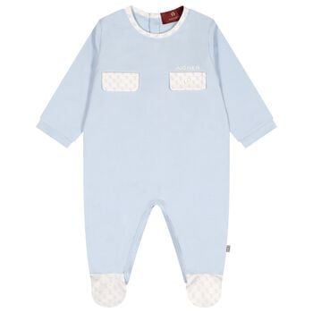 Baby Boys Blue Logo Babygrow