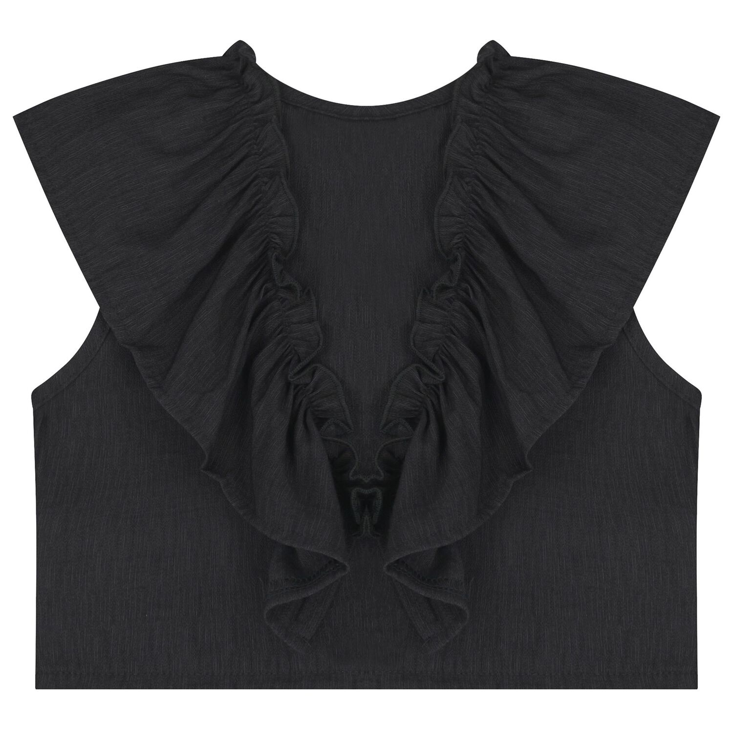 Girls Black Ruffled Shorts Set, 2, hi-res