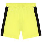 شورت اولاد بالشعار باللون الاصفر النيون , 1, hi-res