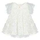Baby Girls White Ruffled Tulle Dress, 1, hi-res
