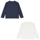 Boys White & Navy Blue Long Sleeve Top, 1, hi-res