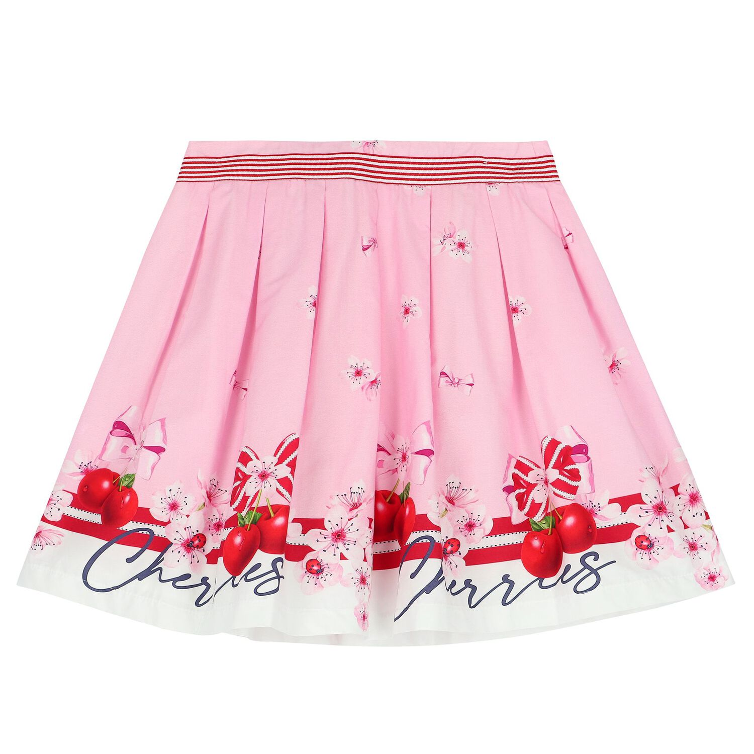 Girls White Floral & Cherry T-Shirt, 1, hi-res