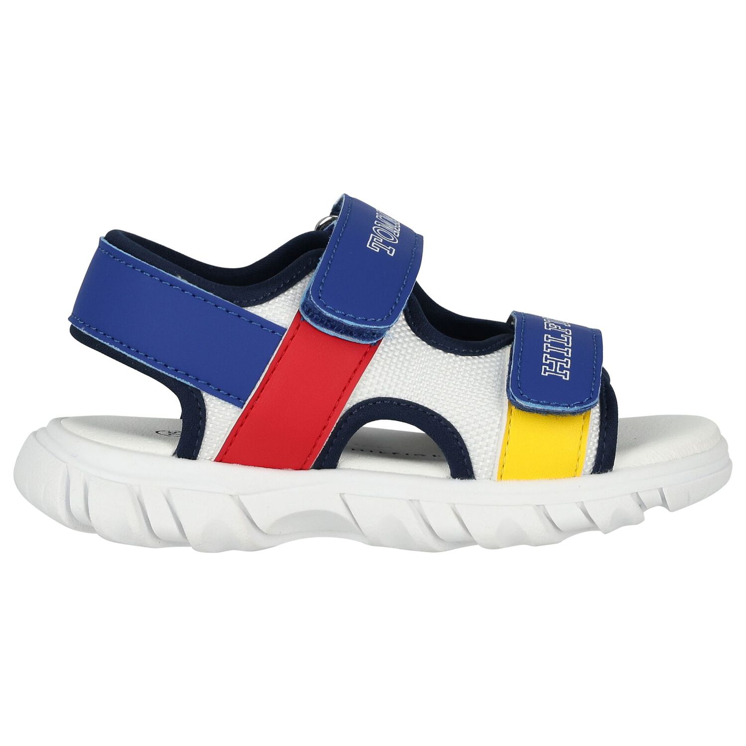 Boys White & Blue Logo Sandals, 1, hi-res image number null