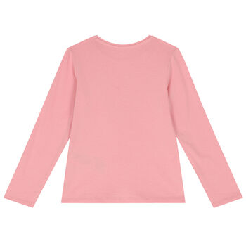 Girls Pink Logo Long Sleeve Top