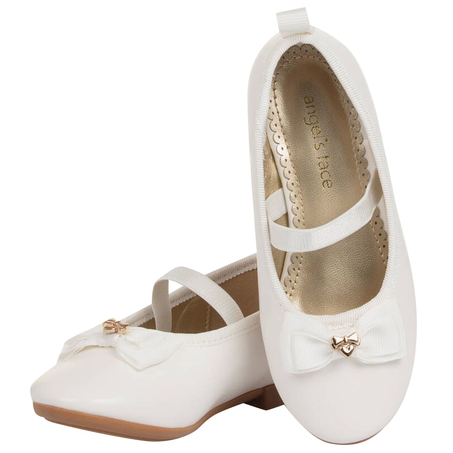 Younger Girls White Bow Leather Shoes, 2, hi-res