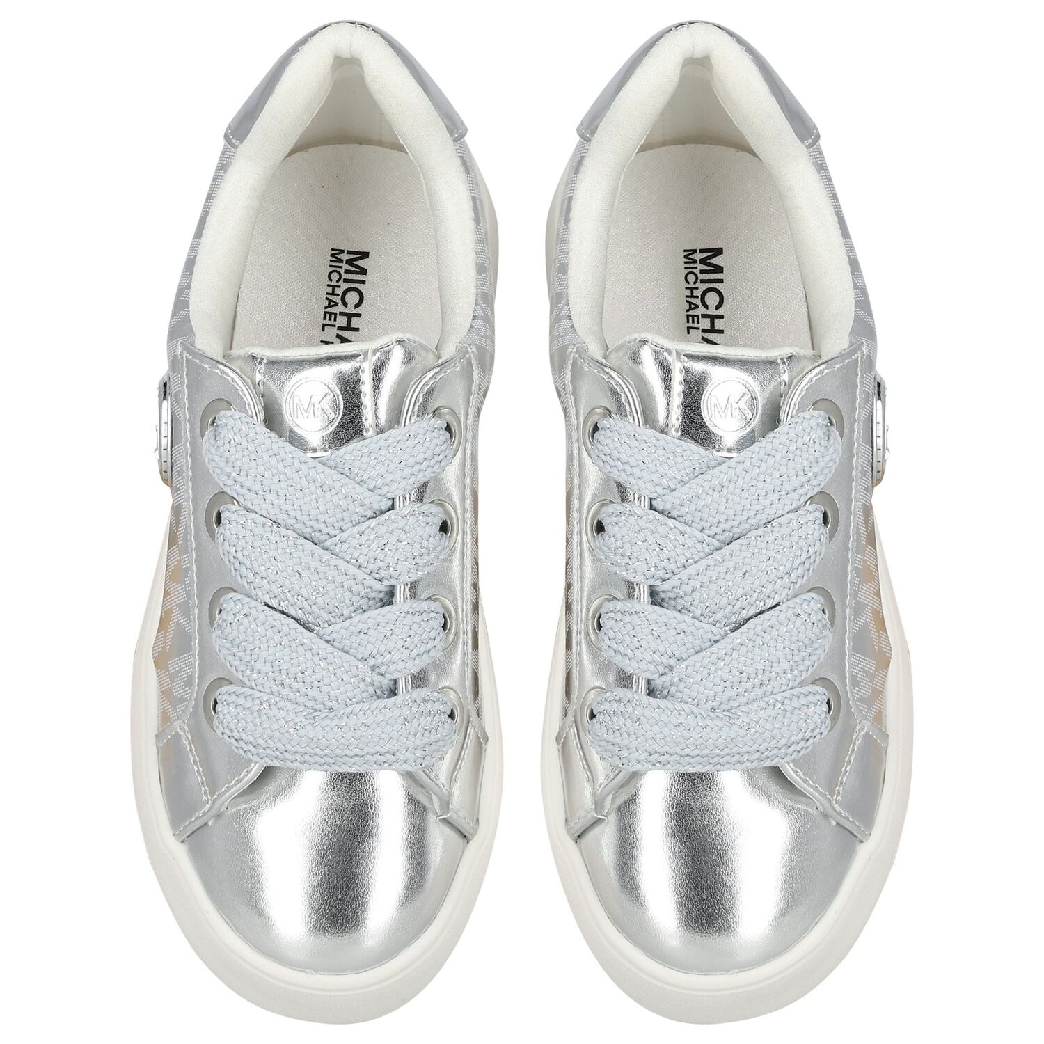 Girls Silver Logo Trainers, 1, hi-res