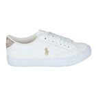Girls White & Gold Logo Trainers, 1, hi-res