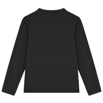 Boys Black Logo Long Sleeve Top