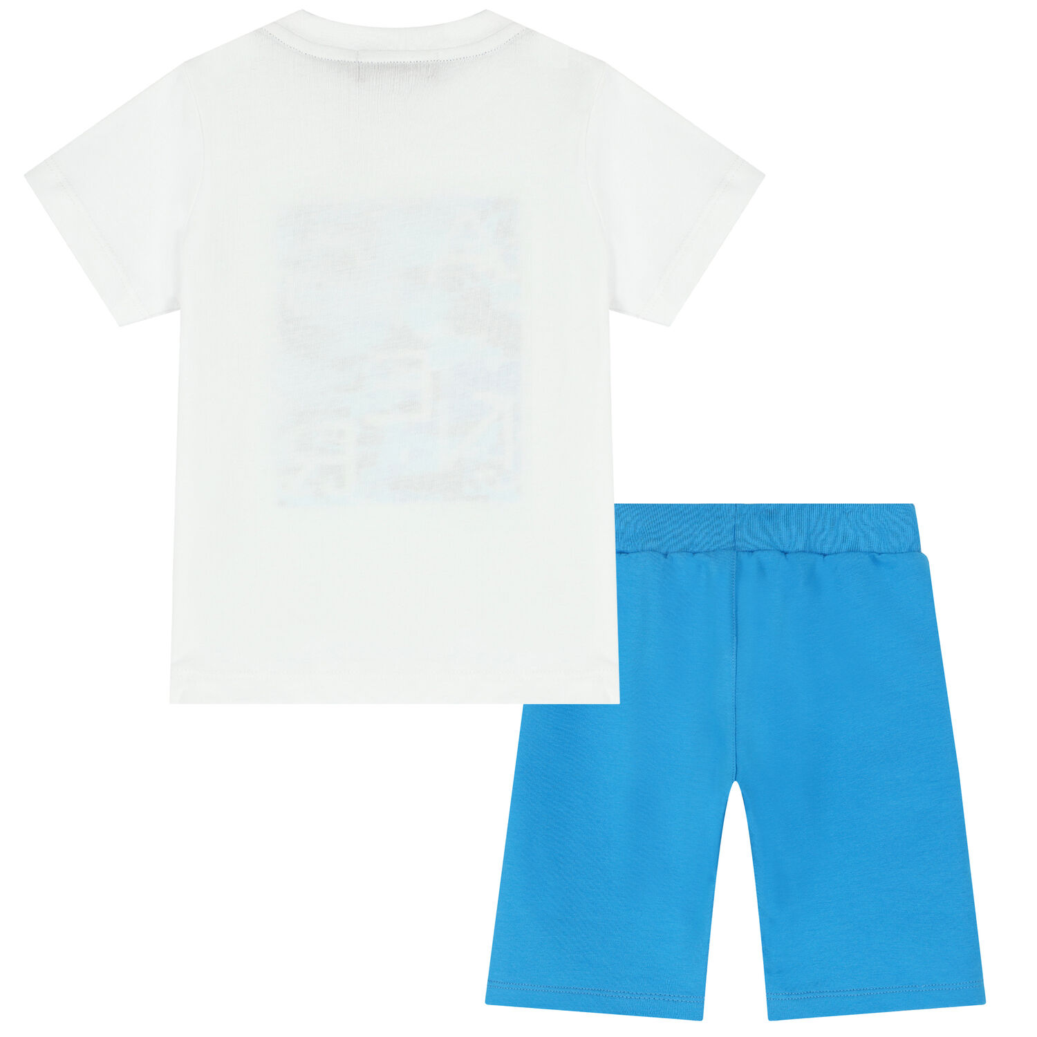 Younger Boys White & Blue Logo Shorts Set, 1, hi-res