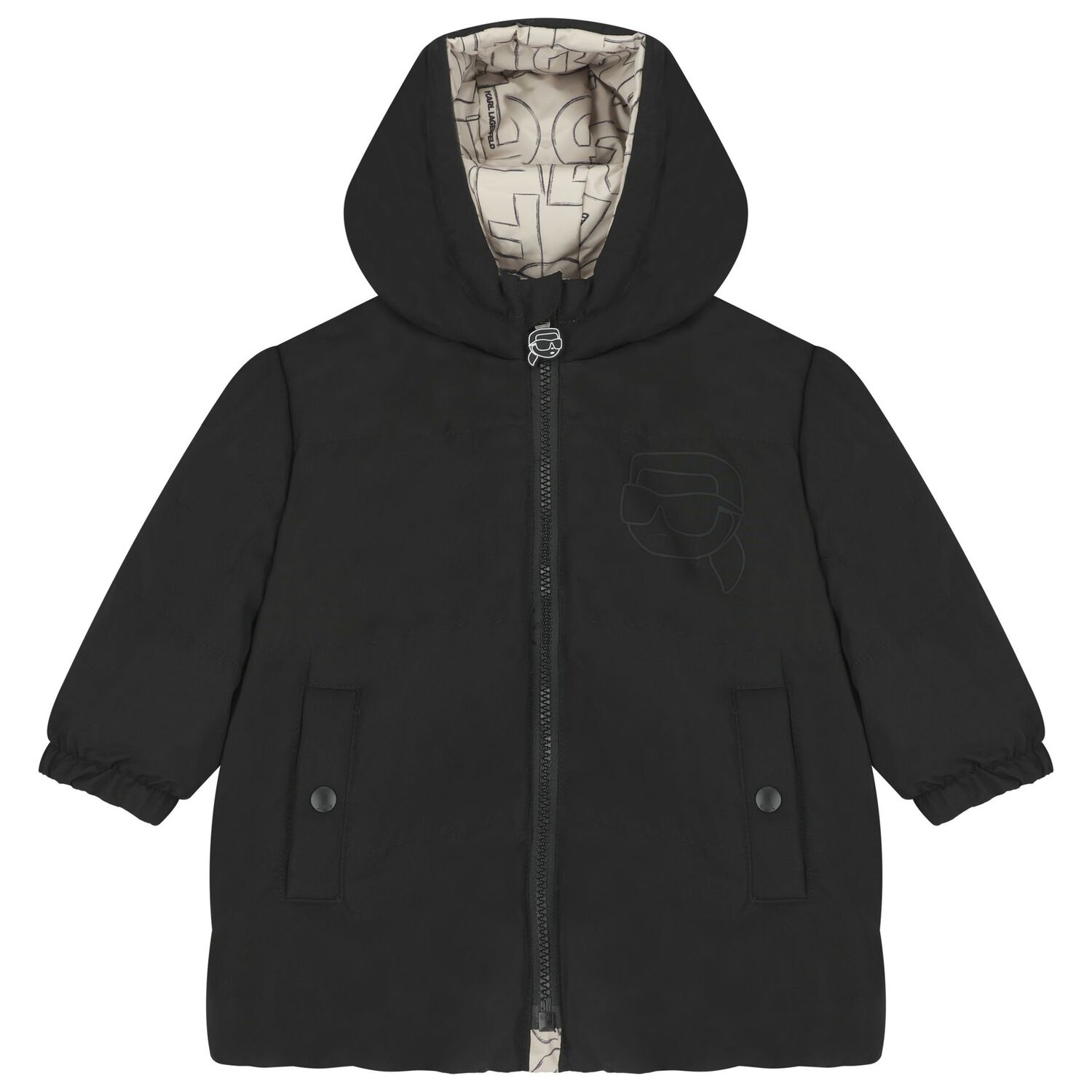 جاكت اولاد منفوخ قابل للعكس باللون الاسود والبيج , 1, hi-res