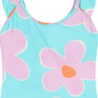 Girls Blue & Purple Floral Swimsuit, 1, hi-res