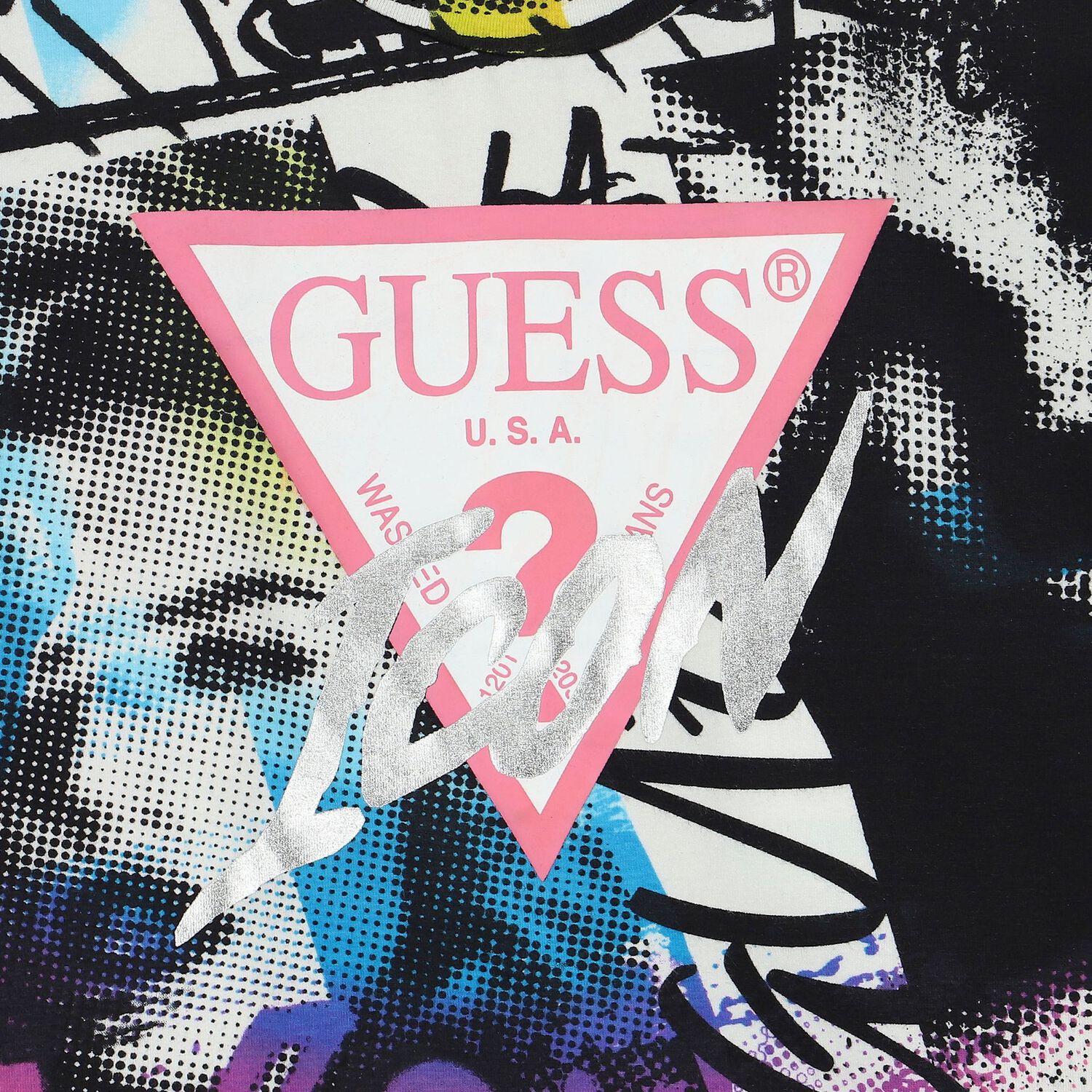 تيشيرت بنات بالشعار متعدد الألوان, 1, hi-res