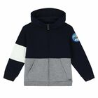 Boys Navy & Grey Zip Up Top, 1, hi-res