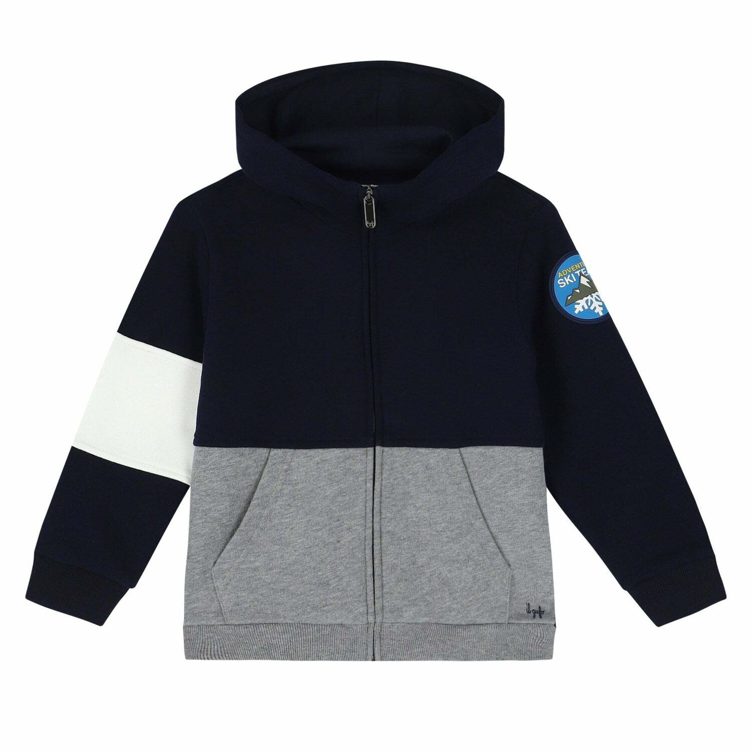 Boys Navy & Grey Zip Up Top, 1, hi-res