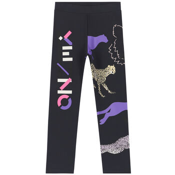 Girls Grey Logo Leggings