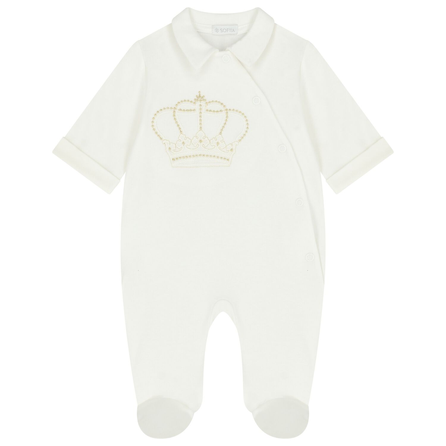 Baby Boys Ivory Crown Babygrow, 1, hi-res image number null