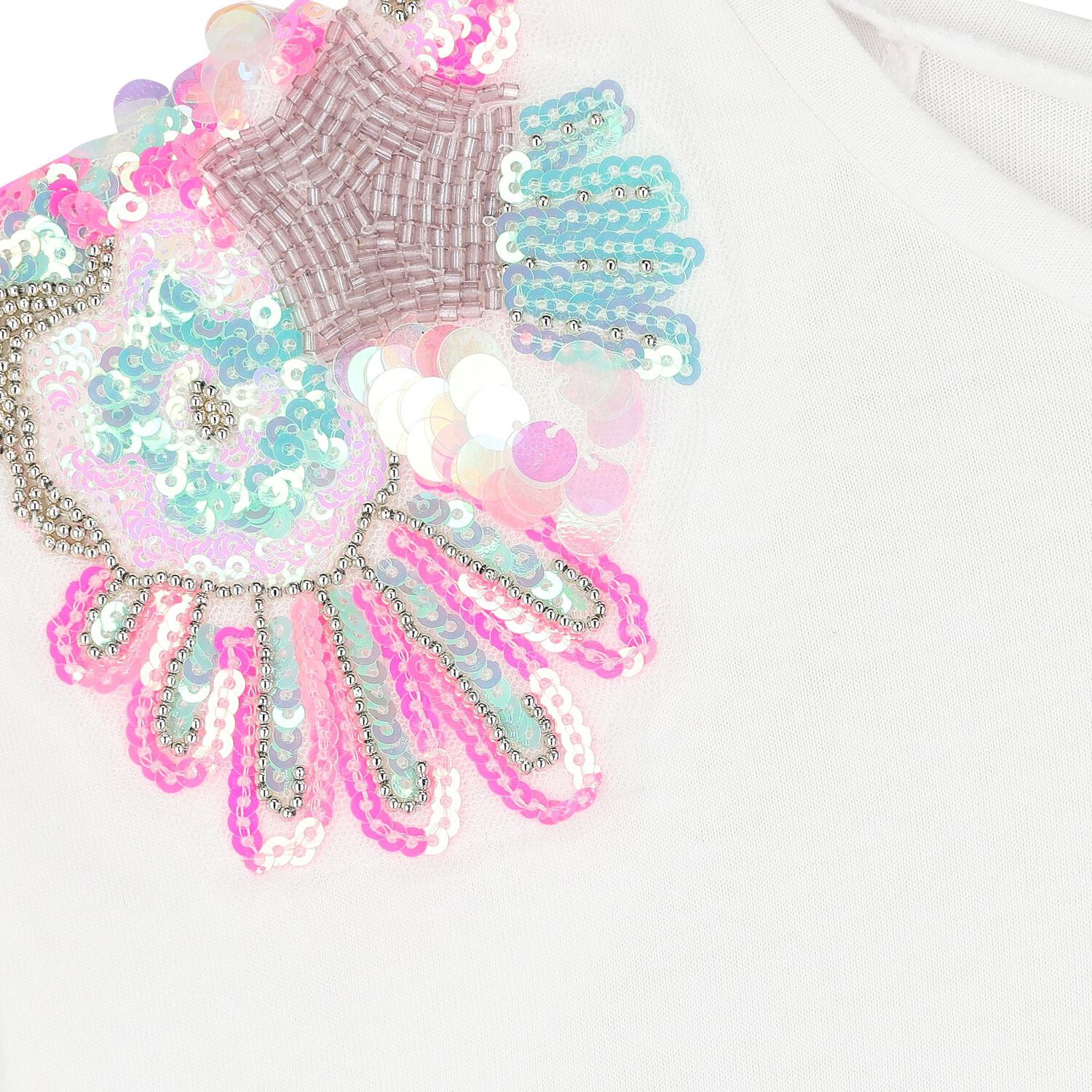 تيشيرت بالترتر باللون الأبيض للبنات, 1, hi-res