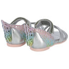 Younger Girls Silver Butterfly Sandals, 1, hi-res