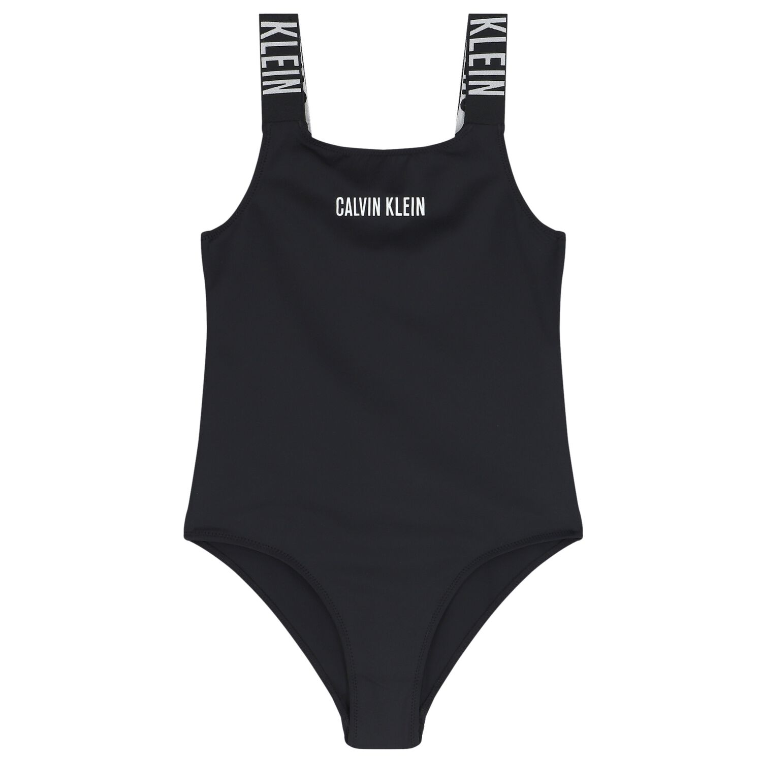 Girls Black Logo Swimsuit, 1, hi-res
