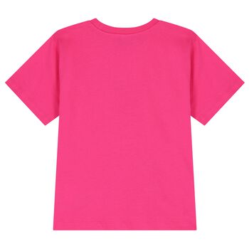 Girls Pink Teddy Bear Logo Long Sleeve Top
