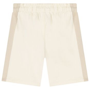 Boys Ivory & Beige Cotton Jersey Shorts, 2 Boys Ivory & Beige Cotton Jersey Shorts