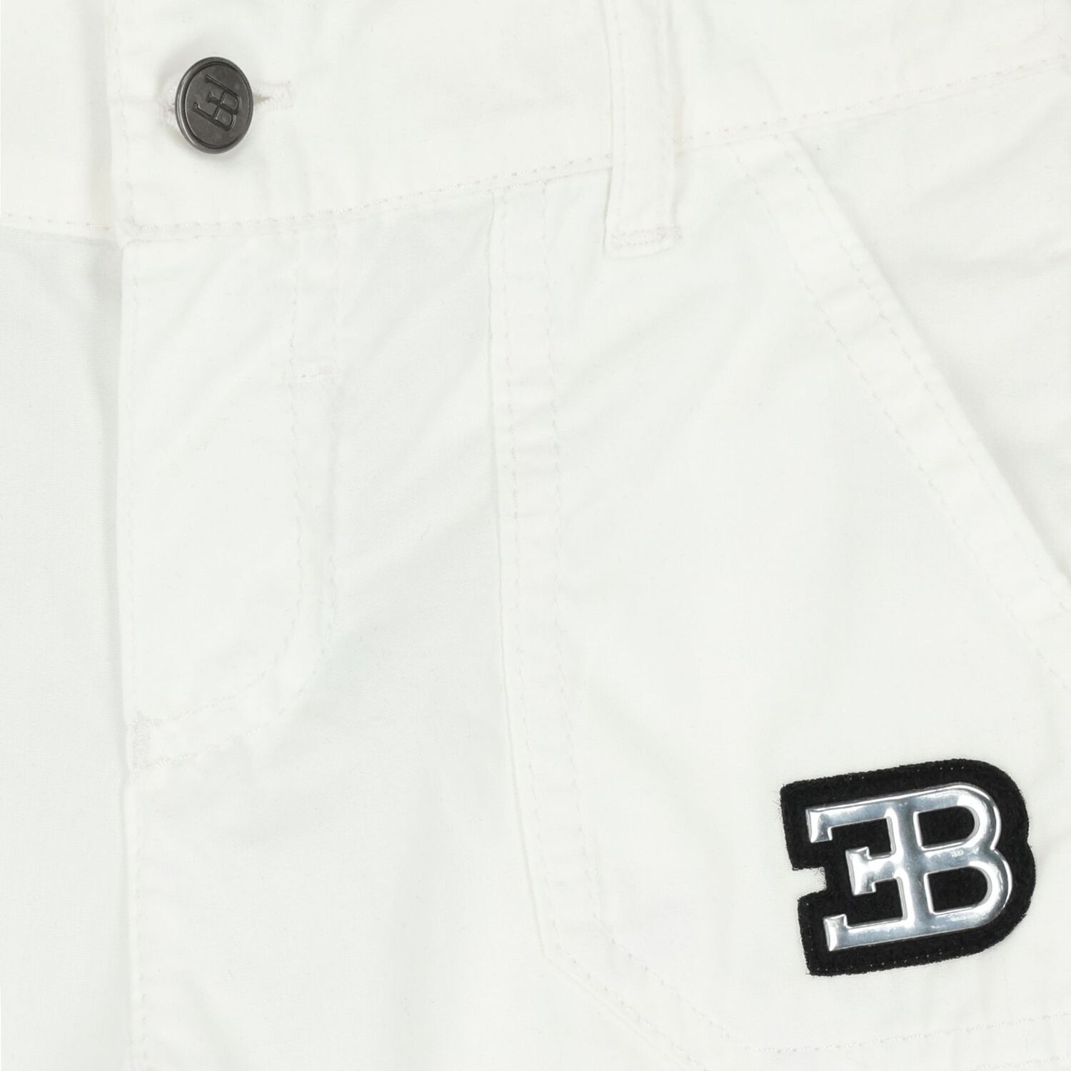 Younger Boys White Logo Shorts, 1, hi-res