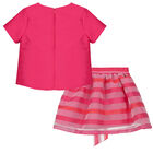 Girls Pink Stripe Organza Skirt Set, 1, hi-res
