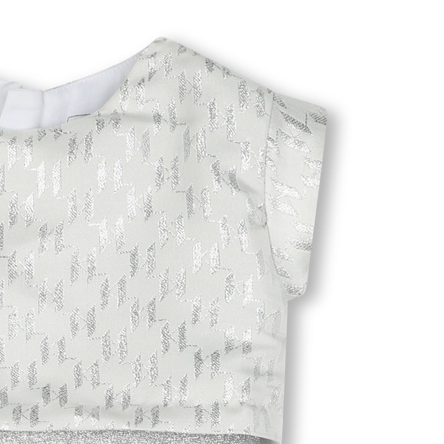 Younger Girls Ivory & Silver Logo Dress, 1, hi-res image number null