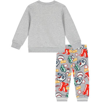 Younger Boys Grey Varsity Tiger & Logo Tracksuit