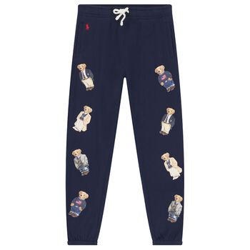 Girls Navy Blue Polo Bear Joggers