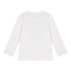 Baby Girls White Logo Long Sleeve Top, 1, hi-res