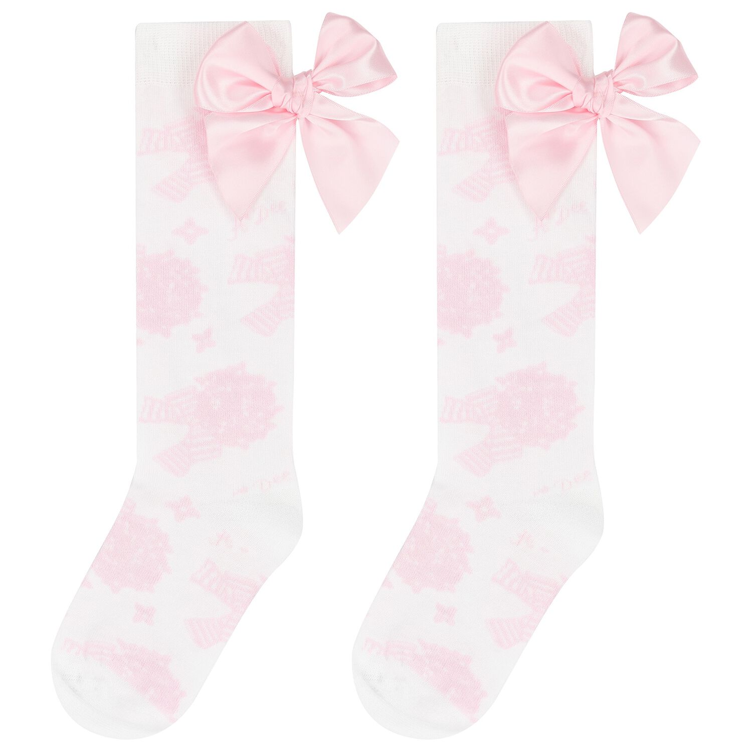 Girls White & Pink Floral Print Socks, 1, hi-res image number null
