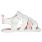 Baby Girls White Logo Sandals, 1, hi-res