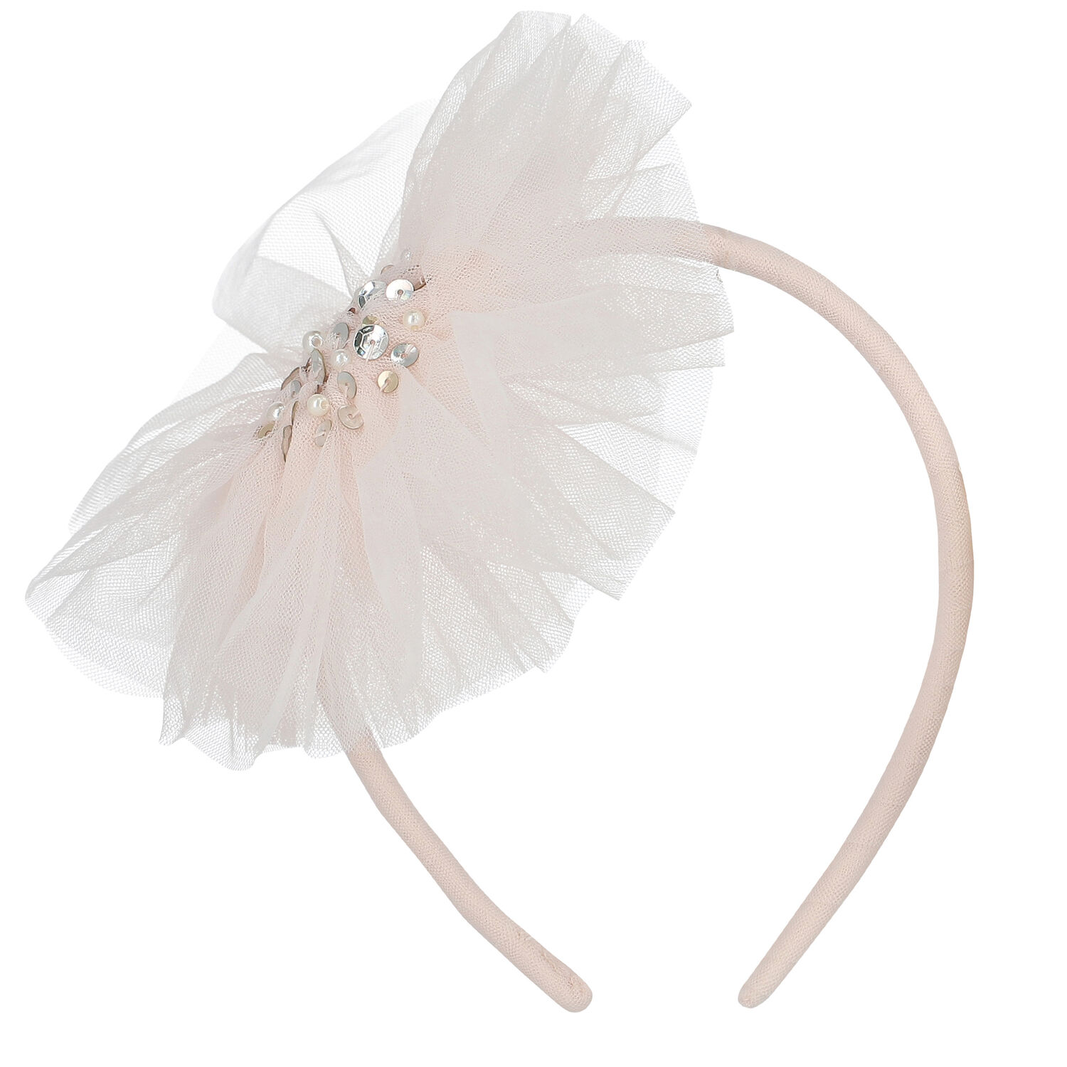 Girls Pink Tulle Headband, 1, hi-res