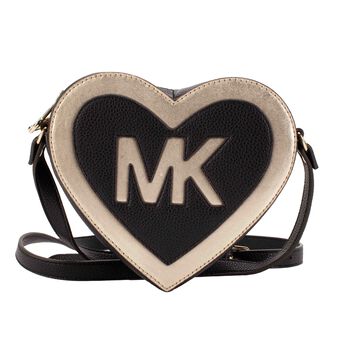 Girls Black Logo Heart Handbag