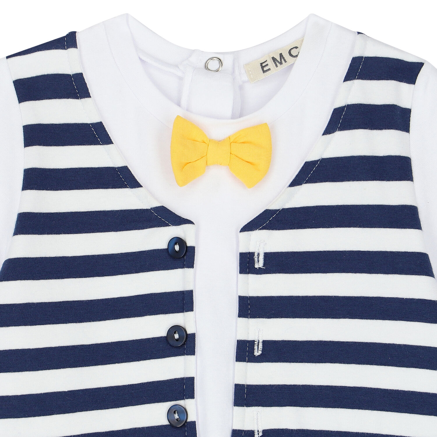 Baby  Boys White & Navy Vest Romper, 1, hi-res