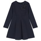 Girls Navy Blue Floral Dress, 3, hi-res