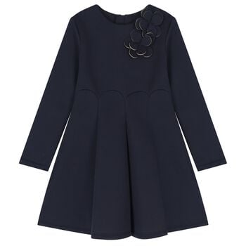 Girls Navy Blue Floral Dress
